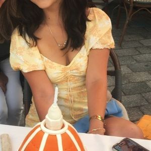 Yellow Floral Summer Mini Dress